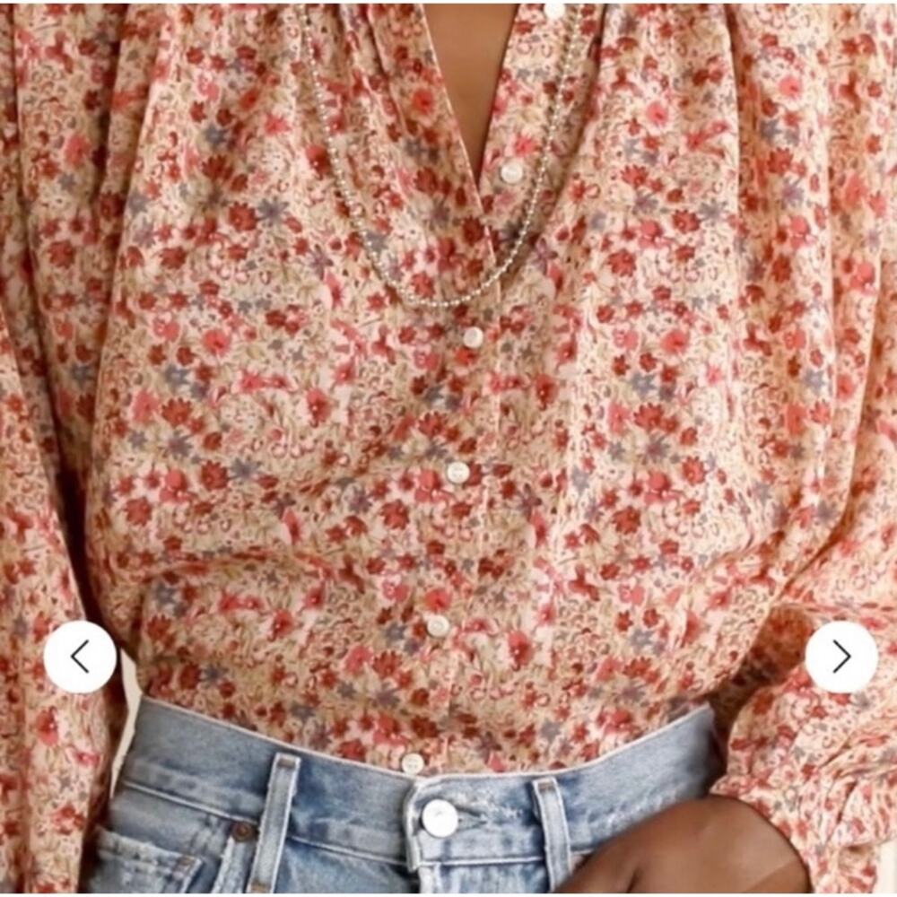 DOEN Jane Blouse in Pink Valley Floral Print XS - Picture 2 of 10